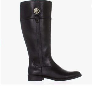 Tommy Hilfiger Imina Black Faux Leather Knee-High Riding Boot - Various Sizes